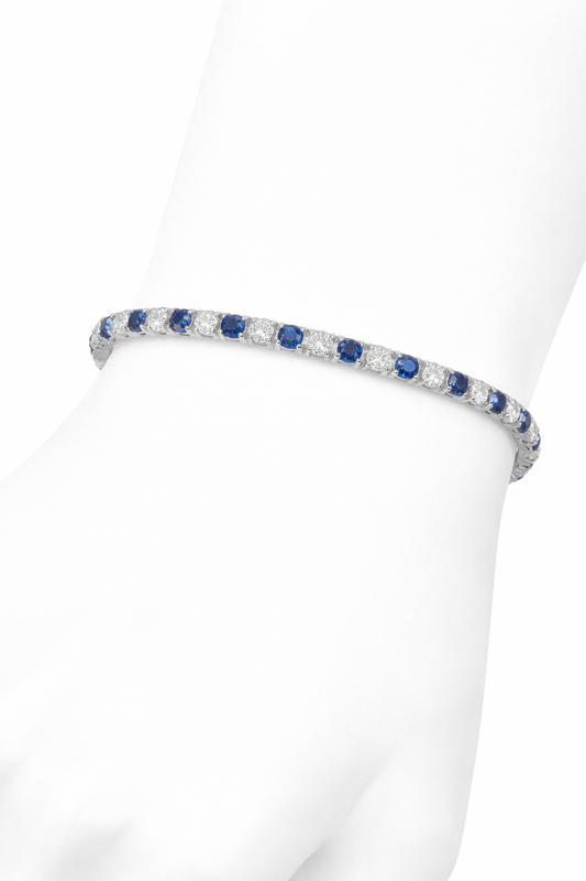 Bleu Éternel Pavé Tennis Bracelet