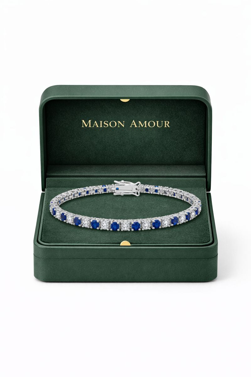 Bleu Éternel Pavé Tennis Bracelet